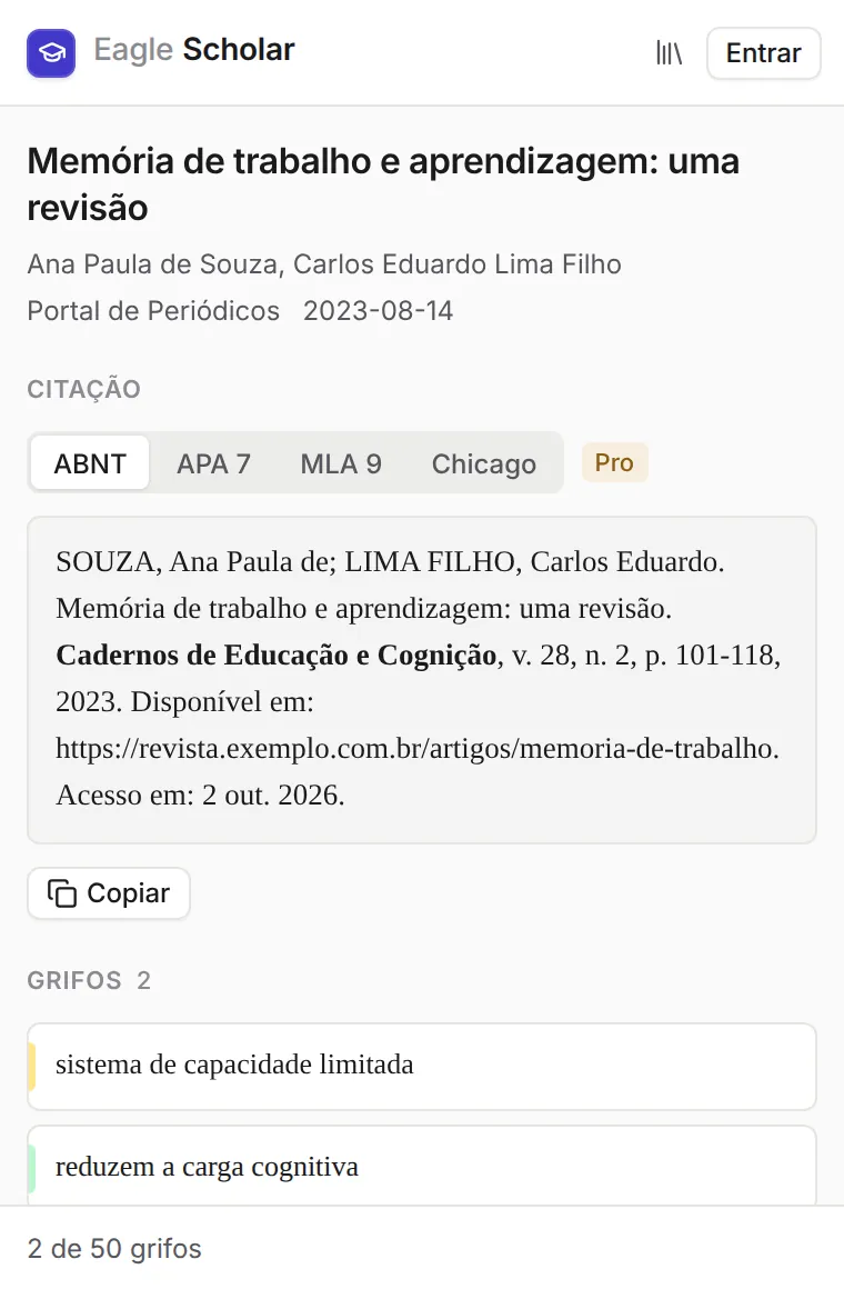 Captura de tela do Eagle Scholar